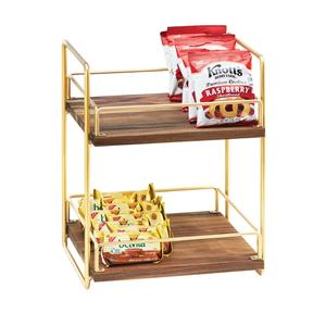 Cal-Mil 3704-2-46 Mid-Century 13in x 12in x 16.5"H 2-Tier Display Stand 