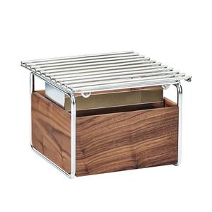 Cal-Mil 3711-49 Mid-Century 12in x 12in x 7.25"H Walnut Chafing Dish Frame 