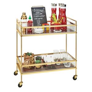 Cal-Mil 3719-46 Mid-Century 27" x 16" x 36"H Brass Frame Beverage Cart