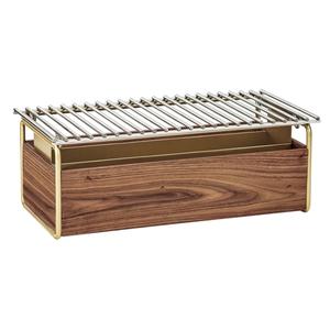 Cal-Mil 3722-46 Mid-Century 22in x 12in x 7.5"H Walnut Chafing Dish Stand 