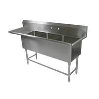 John Boos 3 Compartment 30in x 24in Stainless Steel Pro-Bowl Sink - 3PB30244-1D30L 