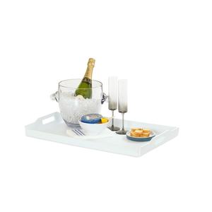 Cal-Mil 930-4-15 26in x 18in x 1"H White Plastic Low Profile Room Service Tray 