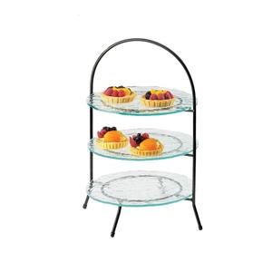 Cal-Mil 977-10-13 11.75in x 11.75in x 20"H Black Iron 3-Tier Display Stand 