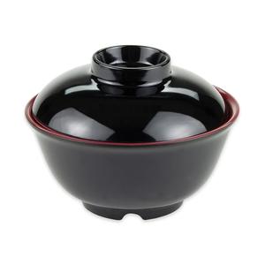 GET Fuji Red/Black Melamine 12oz 4.75in dia. Bowl with Lid- 1dz - B-123-F 