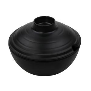 GET Nara Black Melamine 20oz 6.25in dia. Bowl with Lid - 1dz - B-200-BK 