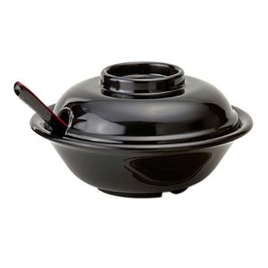 GET Fuji Red/Black Melamine 16oz 7in dia. Bowl with Lid - 2dz - B-720-BK 