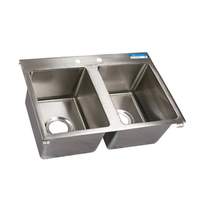 BK Resources Two Compartment 24"x18" Stainless Steel Drop-In Sink - BK-DIS-1416-2-P-G
