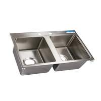 BK Resources Two Compartment 45-5/16"x21" Stainless Steel Drop-In Sink - BK-DIS-2016-2