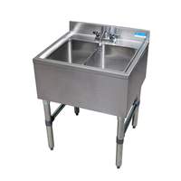 BK Resources 24"W Two Compartment Stainless Steel Underbar Sink - UB4-21-224S 