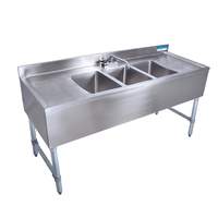 BK Resources 96"W Three Compartment Stainless Steel Underbar Sink - UB4-21-396TS 