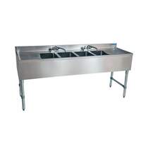 BK Resources 72"W Four Compartment Stainless Steel Underbar Sink - UB4-21-472TS 