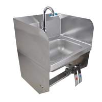 BK Resources 14"W Wall Mount Hand Sink with Faucet, Knee Valve & Splashes - BKHS-D-1410-1SSBKKPG 
