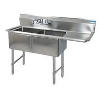 BK Resources 76"x29.5" Two Compartment 16 Gauge Stainless Steel Sink - BKS6-2-24-14-24RS