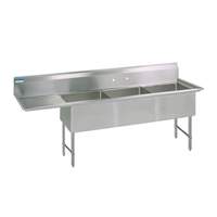BK Resources 100inx29.5in Three Compartment 16 Gauge Stainless Steel Sink - BKS6-3-24-14-24LS 