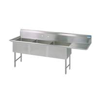 BK Resources 76"x23.5" Three Compartment 16 Gauge Stainless Steel Sink - BKS6-3-18-14-18RS