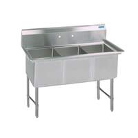 BK Resources 59inx23.5in Three Compartment 16 Gauge Stainless Steel Sink - BKS6-3-18-14S 