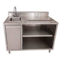 BK Resources 60inx30in Stainless Steel Beverage Table with Sink on Left - BEVT-3060L 
