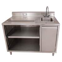 BK Resources 60inx30in Stainless Steel Beverage Table with Sink on Right - BEVT-3060R 