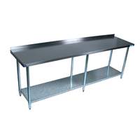 BK Resources 96"W x 30"D 14 Gauge Stainless Steel Work Table with 5in Riser - QVTR5-9630 