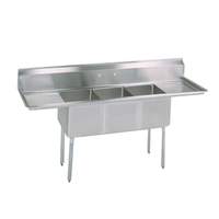 BK Resources 100"x35" Three Compartment 18 Gauge Stainless Steel Sink - BKS-3-2030-12-20T