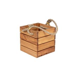 Mikasa Hospitality BQ056L Select Concept Oak 5.9in x 5.9in Cutlery Box with Rope Handles 
