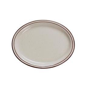 Yanco China Brown Speckled American White Ceramic 9.5inx 7.5"Oval Platter - BR-12 