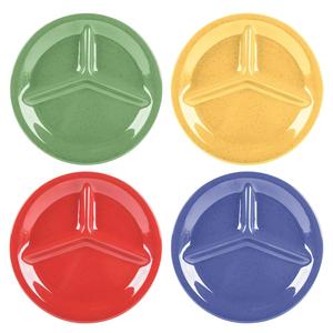 GET Diamond Color Mix Melamine 10.25in dia. 3-Compartment Plate - CP-10-MIX 