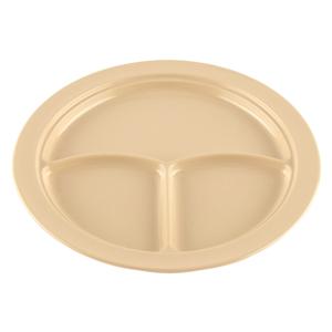 GET Supermel Tan Melamine 10in dia. 3-Compartment Plate - 1dz - CP-531-T 