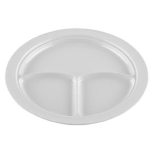 GET Supermel White Melamine 10in dia. 3-Compartment Plate - 1dz - CP-531-W 