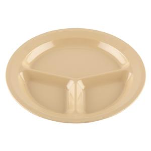 GET Supermel Tan Melamine 11in dia. 3-Compartment Plate - 1dz - CP-532-T 