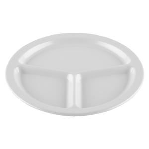 GET Supermel White Melamine 10in dia. 3-Compartment Plate - 1dz - CP-533-W 