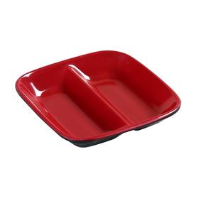 Yanco China Two-Tone Black/Red Melamine 1oz Divided Sauce Dish - 6dz - CR-0001 