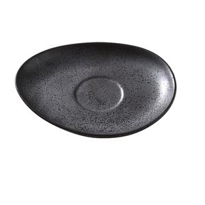 Yanco China Diamond Black Porcelain 6in x 4.5in Oval Saucer - 3dz - DB-002 