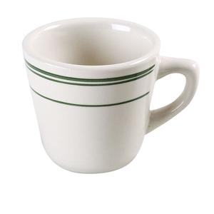 Yanco China Green Band American White Ceramic 7oz Cup - 3dz - GB-1 Yanco China Green Band American White Ceramic 7oz Cup - 3dz - GB-1