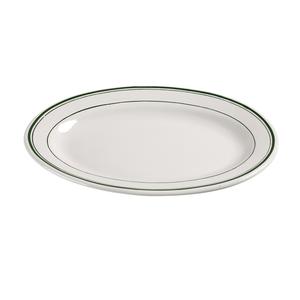 Yanco China Green Band American White Ceramic 7in x 4.5in Oval Platter - GB-33 