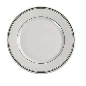 Yanco China Green Band American White Ceramic 7.1in dia. Plate - 3dz - GB-7 