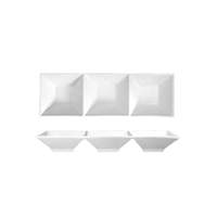 International Tableware, Inc Bright White 15" x 15" Porcelain 3 Compartment Bowl Platter - FA3-15