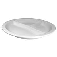 International Tableware, Inc Bright White 9"Diameter Porcelain 3 Compartment Dinner Plate - DIV-9