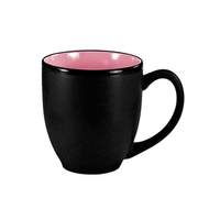 International Tableware, Inc Hilo Black/Pink 15 oz Ceramic Bistro Cup - 81376-26/05MF-05C