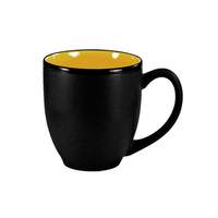 International Tableware, Inc Hilo Black/Yellow 15 oz Porcelain Bistro Cup - 81376-2900/05MF-05C