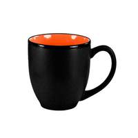 International Tableware, Inc Hilo Black/Orange 15oz Porcelain Bistro Cup - 81376-2956/05MF-05C 