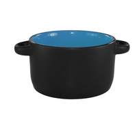 International Tableware, Inc Hilo Black/Sky Blue 12-1/2oz Porcelain Bistro Soup Bowl - 83567-2903/05MF-05C 