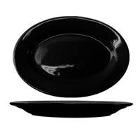 International Tableware, Inc Cancun Black 15-1/2" x 10-1/2" Ceramic Oval Platter - 1 Dz - CA-51-B
