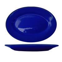 International Tableware, Inc Cancun Cobalt Blue 15-1/2" x 10-1/2" Ceramic Oval Platter - CA-51-CB