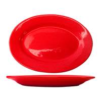 International Tableware, Inc Cancun Crimson Red 15-1/2" x 10-1/2" Ceramic Oval Platter - CA-51-CR