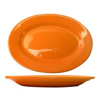 International Tableware, Inc Cancun Orange 15-1/2" x 10-1/2" Ceramic Platter - CA-51-O