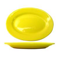 International Tableware, Inc Cancun Yellow 15-1/2" x 10-1/2" Ceramic Oval Platter - CA-51-Y