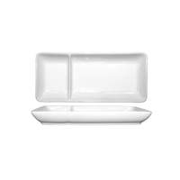 International Tableware, Inc Bright White 12in x 5in Porcelain 2 Compartment Plate - FA2-120 