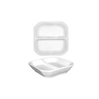 International Tableware, Inc Bright White 5inx5inx3/4"H Porcelain 2 Compartment Sauce Dish - FA2-5 