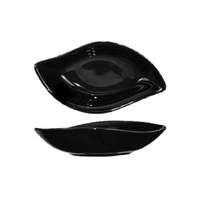 International Tableware, Inc Black 2-1/2oz Ceramic Leaf Shaped Fruit Dish - FAW-5-B 